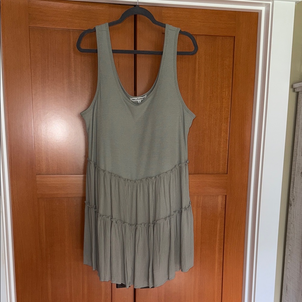 Sleeveless Tiered Dress in Sage Green